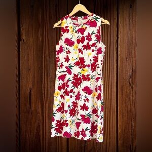 Claude René Chic Vintage Floral Midi Dress - Red and Yellow Made in USA. ICONIC!